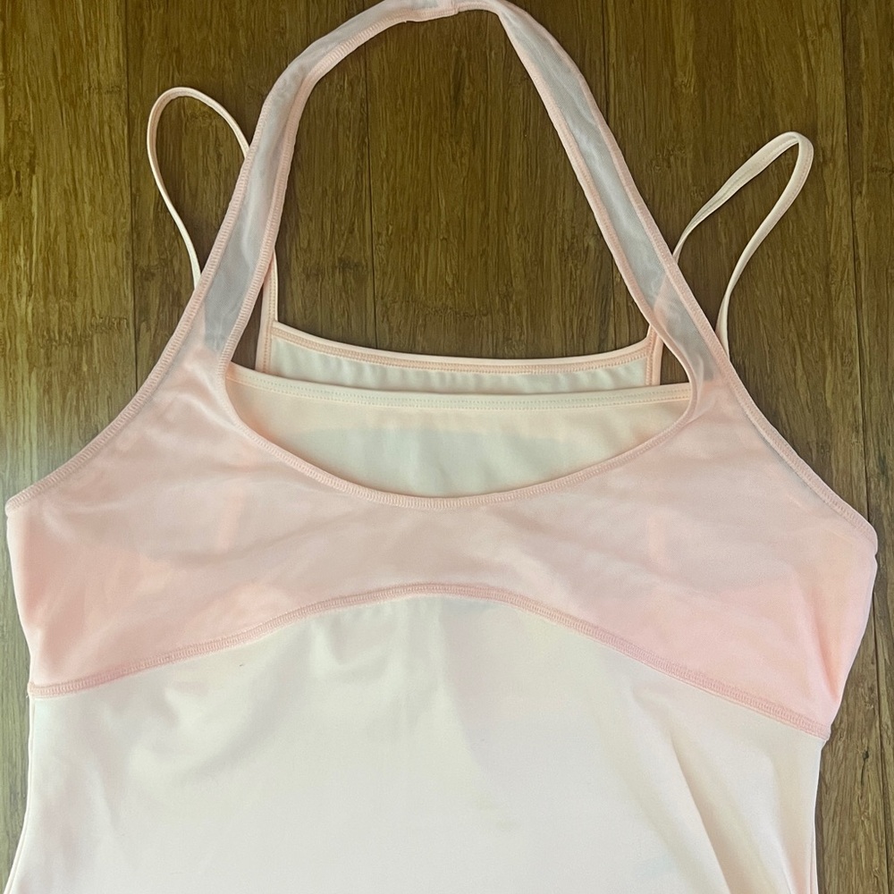 FP movement Orange Tank Top with a mesh halter overlay on the chest, Sz. XL - Picture 5 of 11